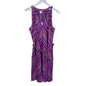 NEW A New Day Womens XL Strip Waist Tie Dress Flowy Short Sleeveless Lightweight